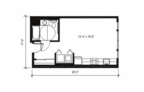 Stack House Apartments in Seattle, Washington Studio Floor Plan